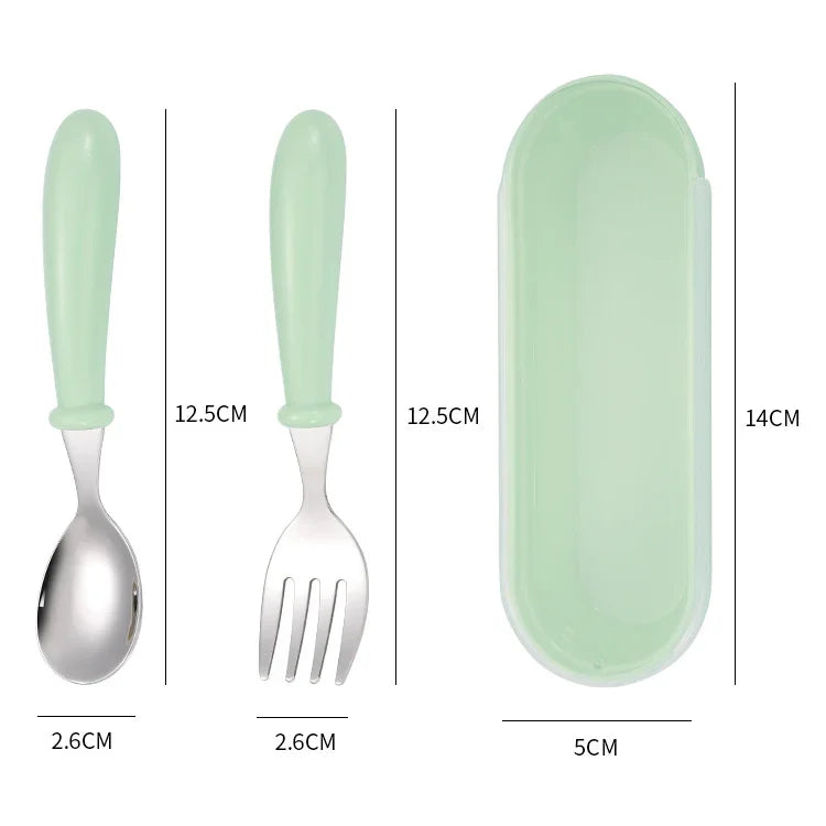 Ensemble de 3 pièces cuillère et fourchette en acier inoxydable 304 pour bébé, mignon, pour la maternelle