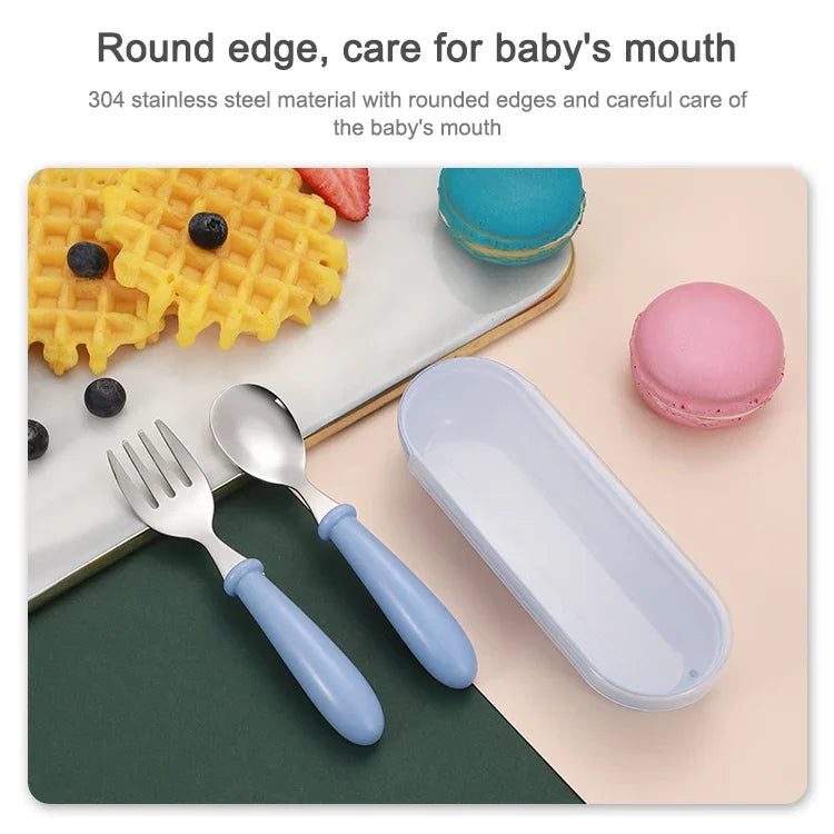 Ensemble de 3 pièces cuillère et fourchette en acier inoxydable 304 pour bébé, mignon, pour la maternelle