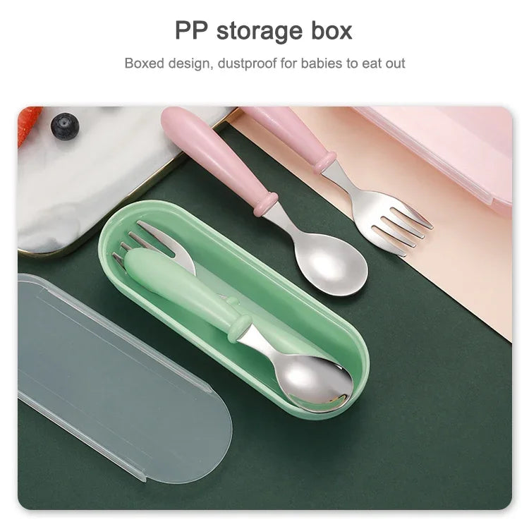 Ensemble de 3 pièces cuillère et fourchette en acier inoxydable 304 pour bébé, mignon, pour la maternelle