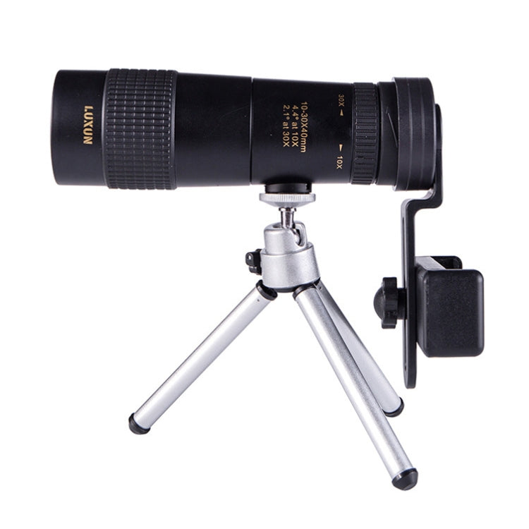 LUXUN 10-30x40 Télescope monoculaire HD haute puissance, mini-télescope pour téléphone portable, télescope, pince de téléphone et trépied
