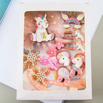 Little Girl Hair Accessories Set Gift Box Children Hairpin Combination Girl Jewelry Headdress Birthday Gift, Unicorn, Bee Models