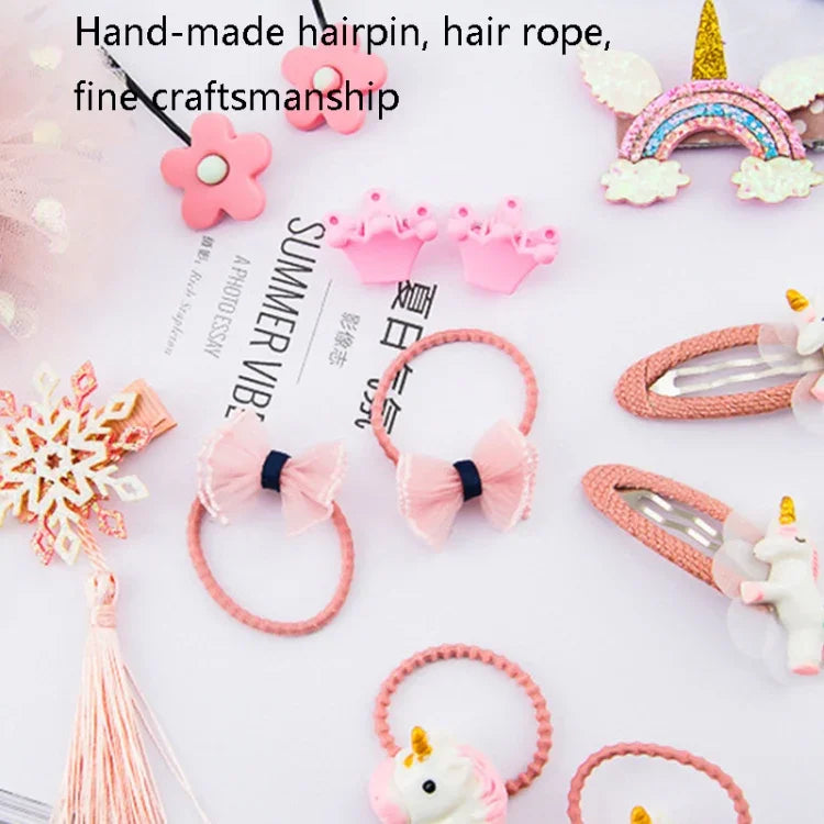 Little Girl Hair Accessories Set Gift Box Children Hairpin Combination Girl Jewelry Headdress Birthday Gift, Unicorn, Bee Models