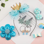 Jolis accessoires pour cheveux pour filles, bandeau en maille avec nœud et couronne, ensemble d'accessoires pour cheveux