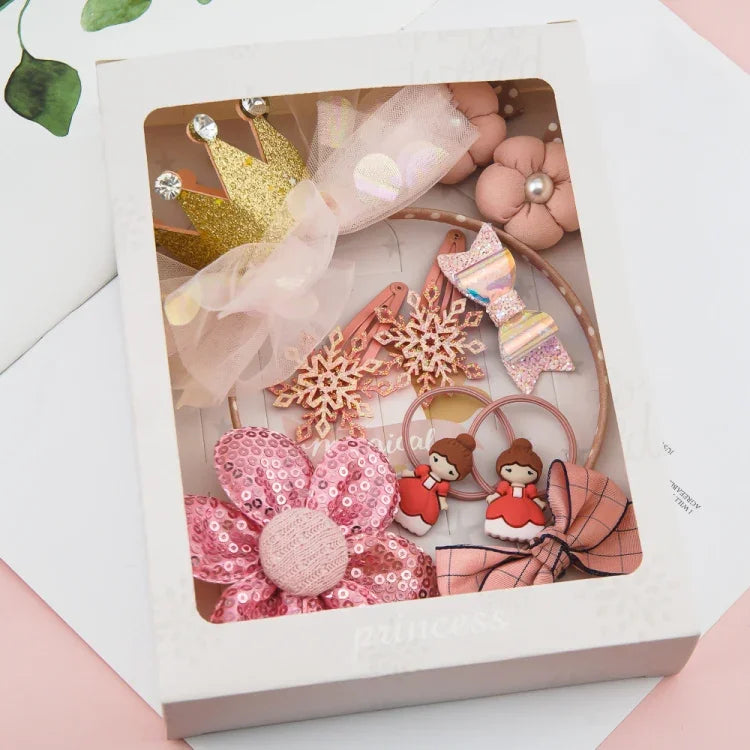 Jolis accessoires pour cheveux pour filles, bandeau en maille avec nœud et couronne, ensemble d'accessoires pour cheveux