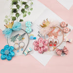 Jolis accessoires pour cheveux pour filles, bandeau en maille avec nœud et couronne, ensemble d'accessoires pour cheveux