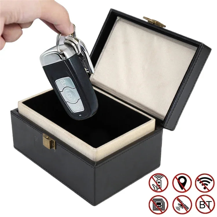 Boîte cadeau en PU pliable anti-brouillage pour signal de téléphone portable, boîte de protection sûre et sécurisée anti-vol, noire
