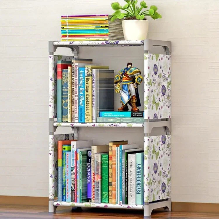 Tube en acier plastique porte-combiné multifonctionnel Étagère à livres pour étudiants Rangement au sol