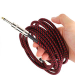 Câble de connexion guitare folk basse avec réduction de bruit, câble audio coudé, 0,5 m (rouge noir), 1 m (rouge noir), 3 m (rouge noir), 6 m (rouge noir), 10 m (rouge noir)