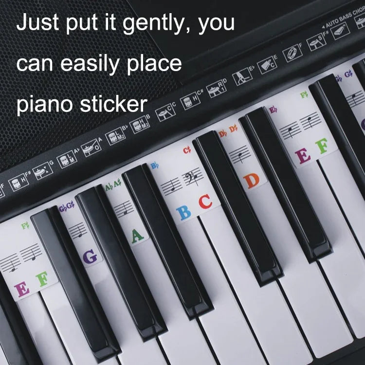 Autocollants de couleur pour clavier de piano pour enfants débutants Accessoires d'instruments de musique, touches de piano d'imitation 61 touches, touches de piano 61 touches