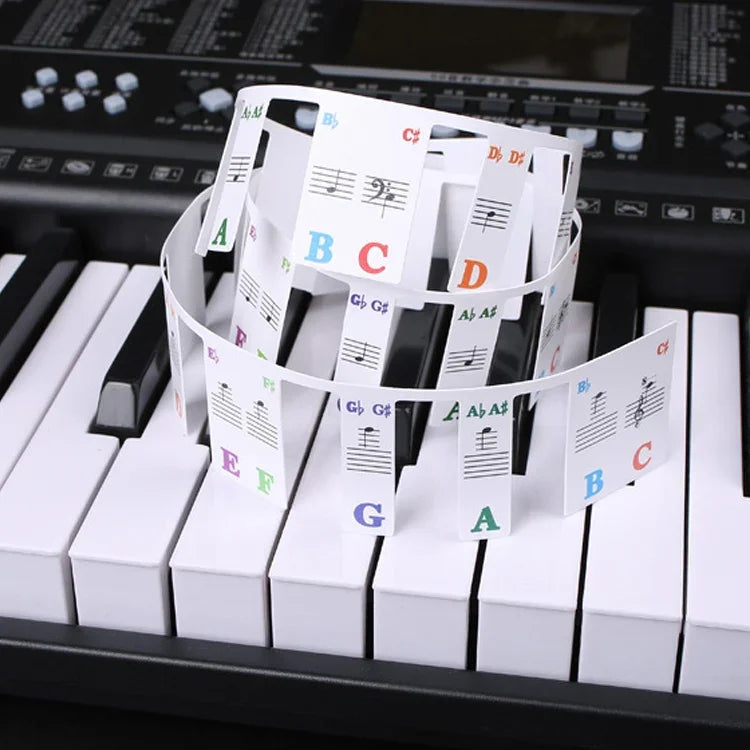 Autocollants de couleur pour clavier de piano pour enfants débutants Accessoires d'instruments de musique, touches de piano d'imitation 61 touches, touches de piano 61 touches
