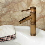 Robinet en cuivre de bassin de salle de bain rétro antique à eau chaude et froide, cascade en bambou, 2 nœuds cassés, 3 nœuds cassés, 2 nœuds anciens, 3 nœuds anciens, 2 nœuds coudés, 3 nœuds coudés