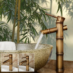 Robinet en cuivre de bassin de salle de bain rétro antique à eau chaude et froide, cascade en bambou, 2 nœuds cassés, 3 nœuds cassés, 2 nœuds anciens, 3 nœuds anciens, 2 nœuds coudés, 3 nœuds coudés