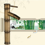 Robinet en cuivre de bassin de salle de bain rétro antique à eau chaude et froide, cascade en bambou, 2 nœuds cassés, 3 nœuds cassés, 2 nœuds anciens, 3 nœuds anciens, 2 nœuds coudés, 3 nœuds coudés