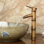 Robinet en cuivre de bassin de salle de bain rétro antique à eau chaude et froide, cascade en bambou, 2 nœuds cassés, 3 nœuds cassés, 2 nœuds anciens, 3 nœuds anciens, 2 nœuds coudés, 3 nœuds coudés
