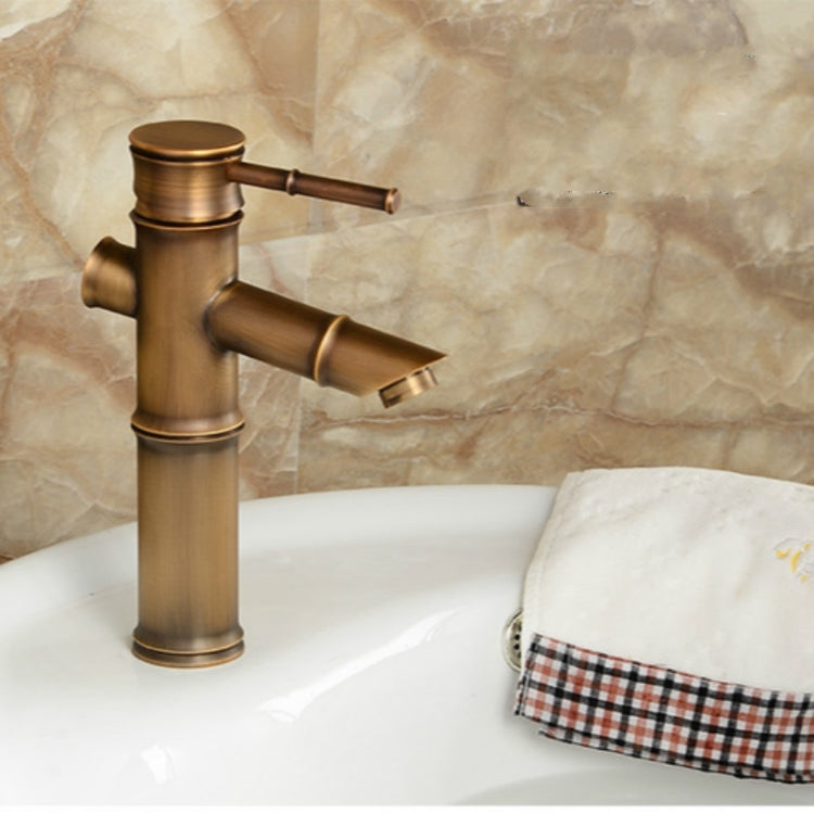 Robinet en cuivre de bassin de salle de bain rétro antique à eau chaude et froide, cascade en bambou, 2 nœuds cassés, 3 nœuds cassés, 2 nœuds anciens, 3 nœuds anciens, 2 nœuds coudés, 3 nœuds coudés