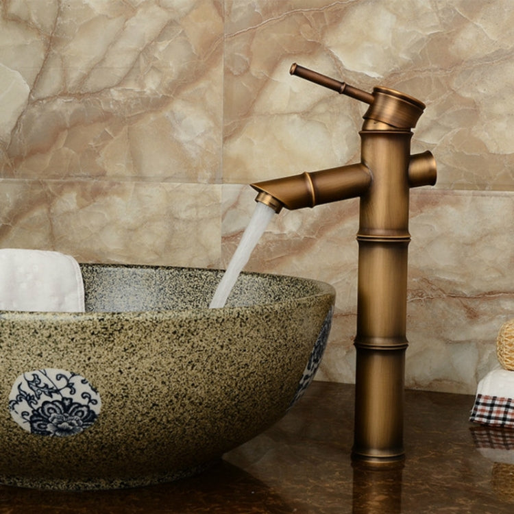 Robinet en cuivre de bassin de salle de bain rétro antique à eau chaude et froide, cascade en bambou, 2 nœuds cassés, 3 nœuds cassés, 2 nœuds anciens, 3 nœuds anciens, 2 nœuds coudés, 3 nœuds coudés