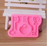 Lot de 2 moules en silicone pour fondant en forme de clé et de serrure d'amour pour décoration de gâteaux, outil de cuisson DIY, forme de clé et de serrure d'amour