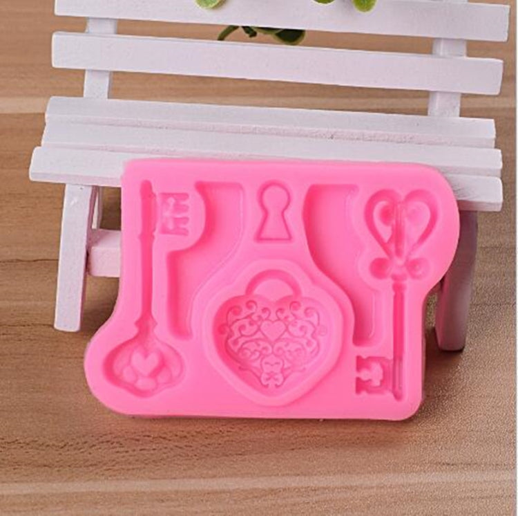 Lot de 2 moules en silicone pour fondant en forme de clé et de serrure d'amour pour décoration de gâteaux, outil de cuisson DIY, forme de clé et de serrure d'amour