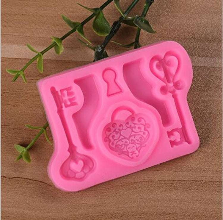 Lot de 2 moules en silicone pour fondant en forme de clé et de serrure d'amour pour décoration de gâteaux, outil de cuisson DIY, forme de clé et de serrure d'amour