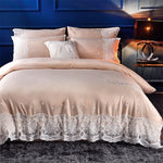 Draps en soie quatre pièces drap housse double couverture de couette nue literie en soie glacée, lit 2,0M