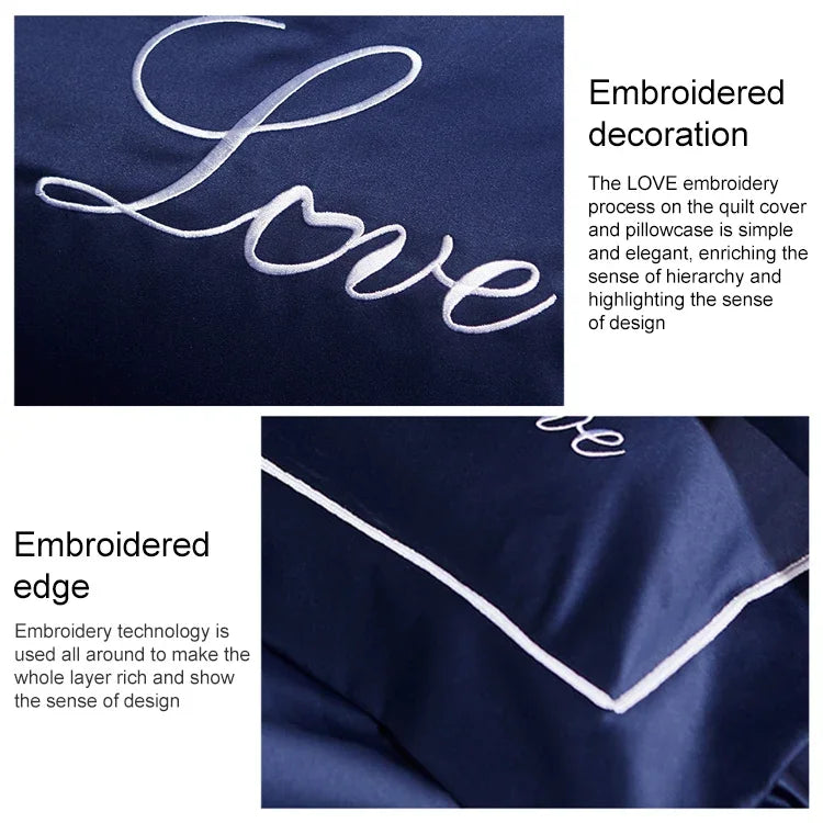 Draps en soie quatre pièces drap housse double couverture de couette nue literie en soie glacée, lit 2,0M