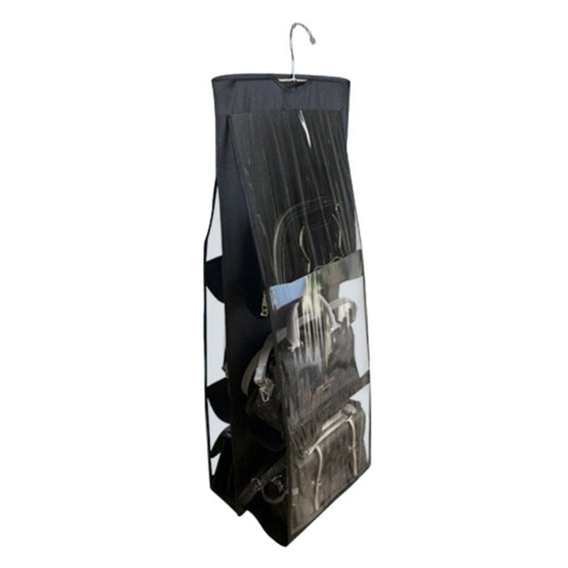 Organisateur de sac à main, de sac à bandoulière, pliable, à 3 couches et 6 poches, noir, gris