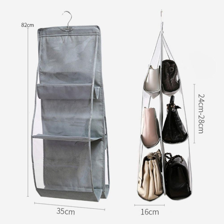 Organisateur de sac à main, de sac à bandoulière, pliable, à 3 couches et 6 poches, noir, gris