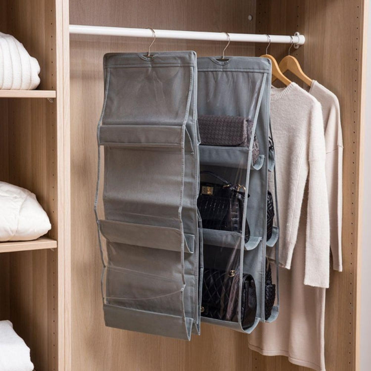 Organisateur de sac à main, de sac à bandoulière, pliable, à 3 couches et 6 poches, noir, gris