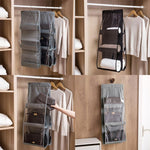 Organisateur de sac à main, de sac à bandoulière, pliable, à 3 couches et 6 poches, noir, gris