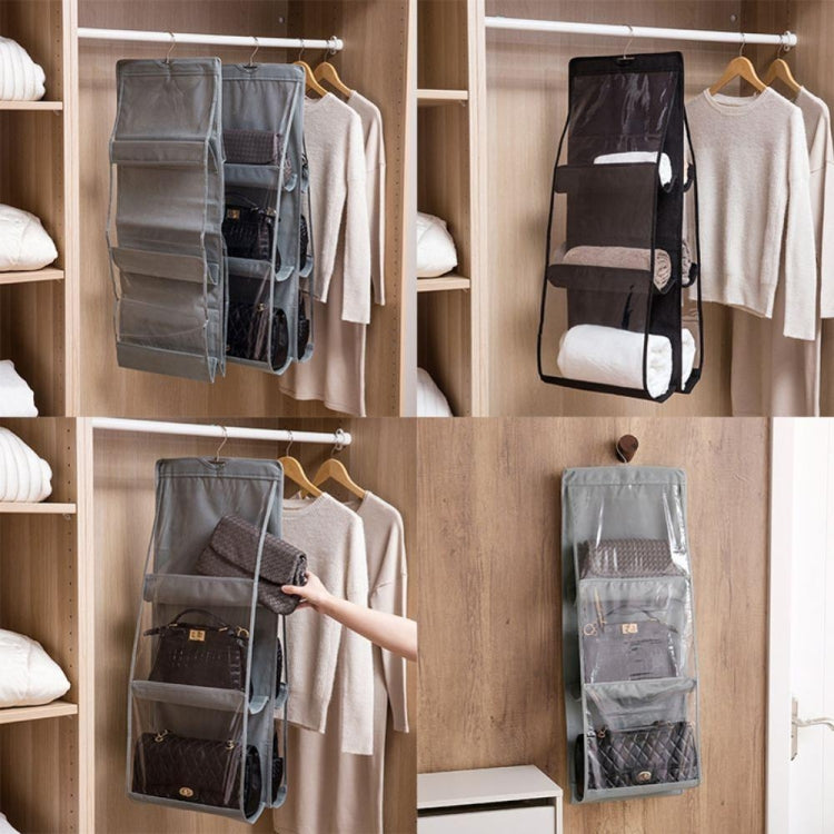 Organisateur de sac à main, de sac à bandoulière, pliable, à 3 couches et 6 poches, noir, gris