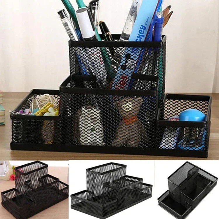 Organisateur de bureau Support en métal maille Porte-crayons Stylo Boîte de rangement Organisation à domicile, Taille : 15.5x10.2x10cm, support de bureau