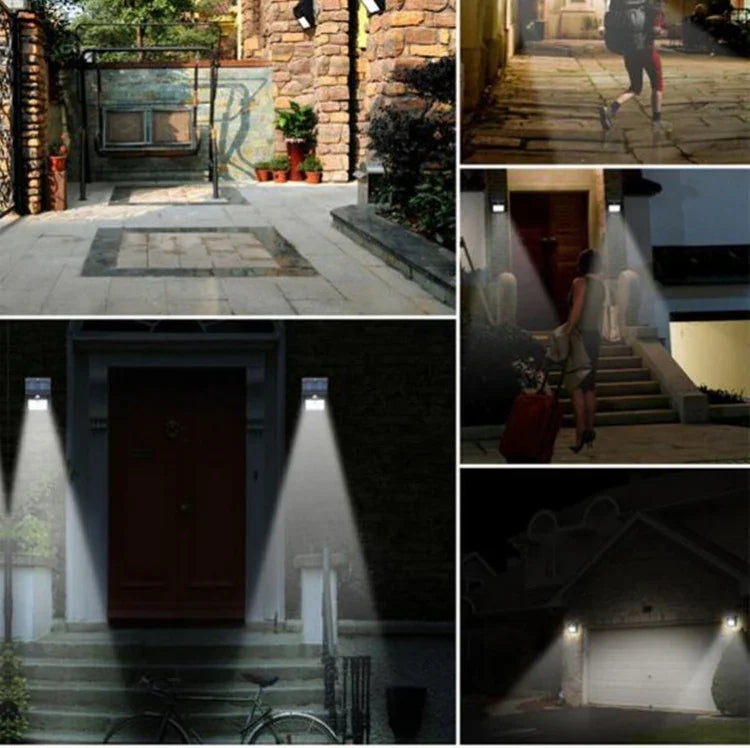 Lampe murale solaire à induction 100 LED pour patio extérieur, éclairage de balcon et jardin réglable, petite lampe de rue, 1 pièce 100 LED, 2 pièces 100 LED