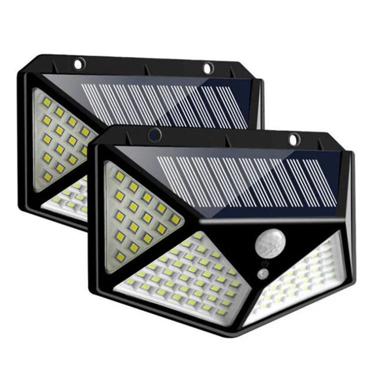 Lampe murale solaire à induction 100 LED pour patio extérieur, éclairage de balcon et jardin réglable, petite lampe de rue, 1 pièce 100 LED, 2 pièces 100 LED