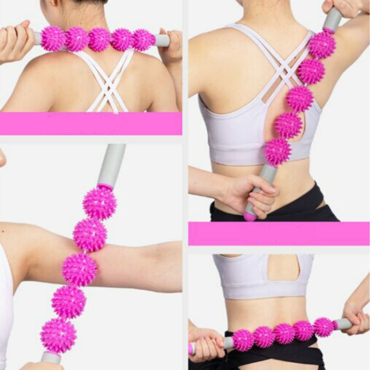 Bâton de massage musculaire à 5 balles, rouleau de yoga hérisson relaxant