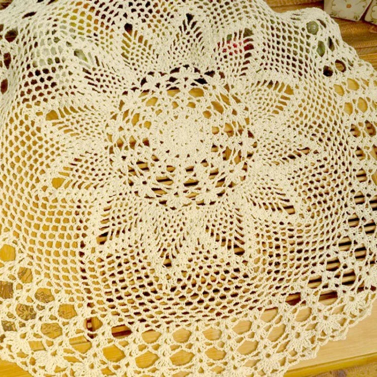 Nappe ronde en crochet fait main exquis jardin de fleurs Mori coton dentelle ajourée tissée, diamètre 60cm