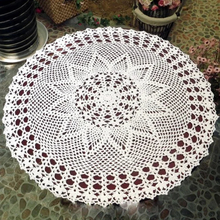Nappe ronde en crochet fait main exquis jardin de fleurs Mori coton dentelle ajourée tissée, diamètre 60cm