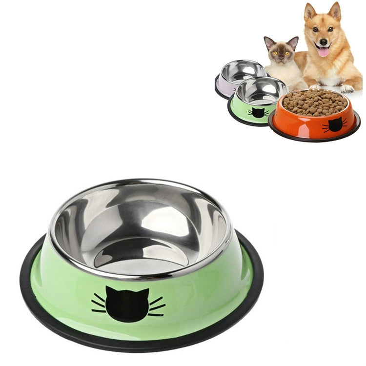 Distributeur de nourriture pour chat en acier inoxydable peint antidérapant