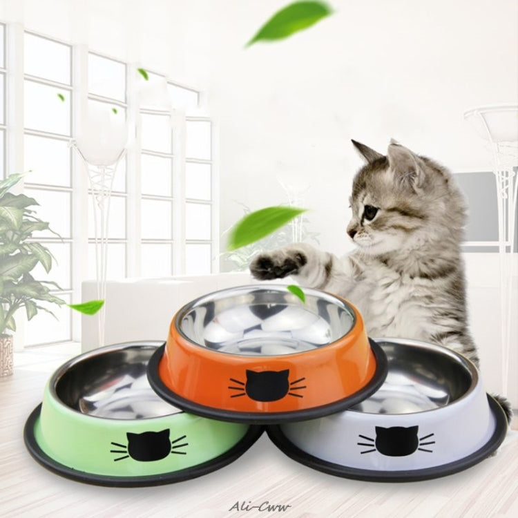 Distributeur de nourriture pour chat en acier inoxydable peint antidérapant