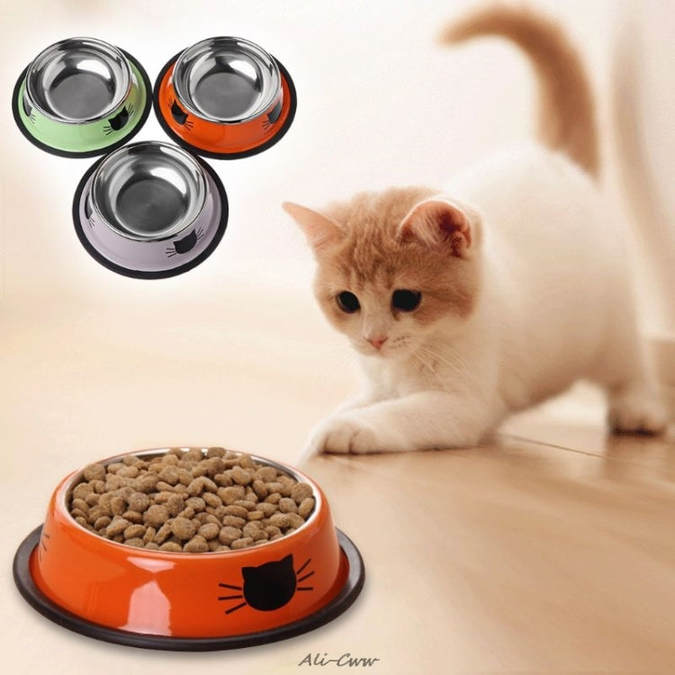 Distributeur de nourriture pour chat en acier inoxydable peint antidérapant