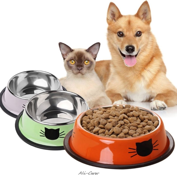 Distributeur de nourriture pour chat en acier inoxydable peint antidérapant