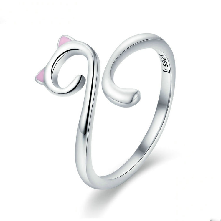 Bague Ouverte en Argent Sterling S925, Bague Fille Amoureuse des Chats, SCR341
