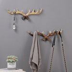 Décoration Murale en Résine Bois de Cerf Patère Murale Crochet Porte-Manteau Mural pour Salon Entrée