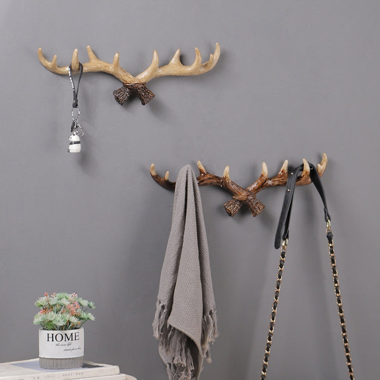 Décoration Murale en Résine Bois de Cerf Patère Murale Crochet Porte-Manteau Mural pour Salon Entrée