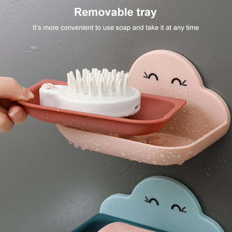 Porte-savon mural créatif nuage, support de rangement de vidange à double couche pour toilettes de salle de bain sans perforation, blanc, rose, bleu foncé, bleu clair