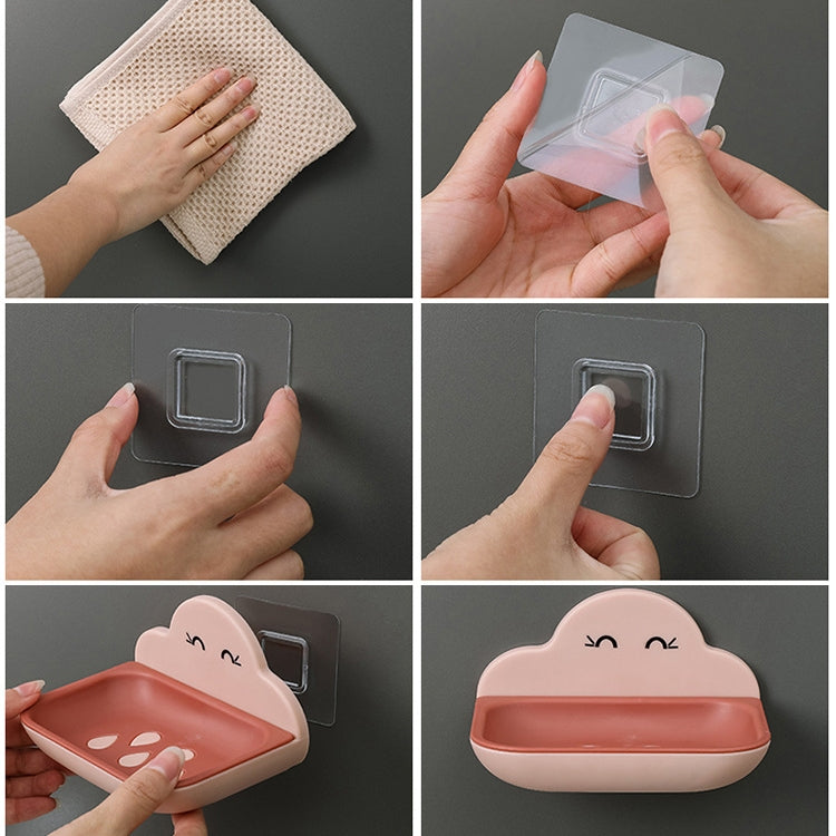Porte-savon mural créatif nuage, support de rangement de vidange à double couche pour toilettes de salle de bain sans perforation, blanc, rose, bleu foncé, bleu clair
