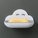 Porte-savon mural créatif nuage, support de rangement de vidange à double couche pour toilettes de salle de bain sans perforation, blanc, rose, bleu foncé, bleu clair
