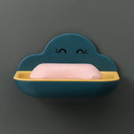 Porte-savon mural créatif nuage, support de rangement de vidange à double couche pour toilettes de salle de bain sans perforation, blanc, rose, bleu foncé, bleu clair