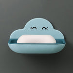 Porte-savon mural créatif nuage, support de rangement de vidange à double couche pour toilettes de salle de bain sans perforation, blanc, rose, bleu foncé, bleu clair