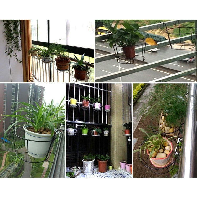 Support de fleurs métallique rond pour balcon Clôture Support mural en fer forgé pour pot de fleurs, S, M, L, XL