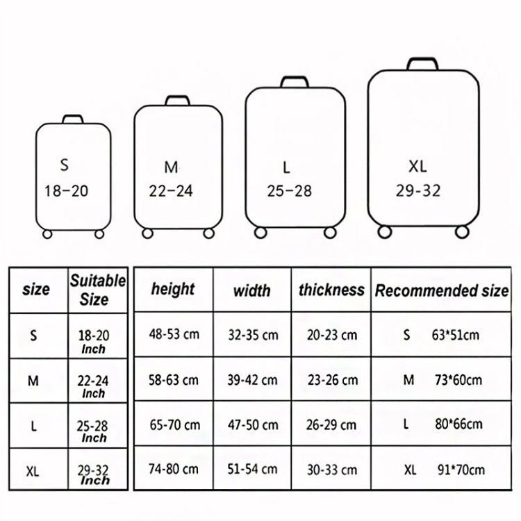 Housse de protection de valise de voyage anti-poussière et anti-rayures, manchon élastique, Taille S 19 à 21 pouces, Taille M 22 à 24 pouces, Taille L 26 à 28 pouces, Taille XL 29 à 32 pouces